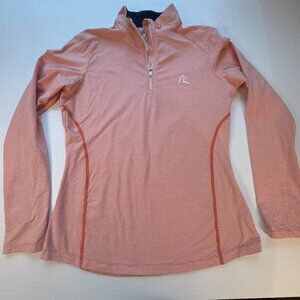 Rhoback Women's Performance 1/4 Zip Small Pink White Stripe Pullover Golf
